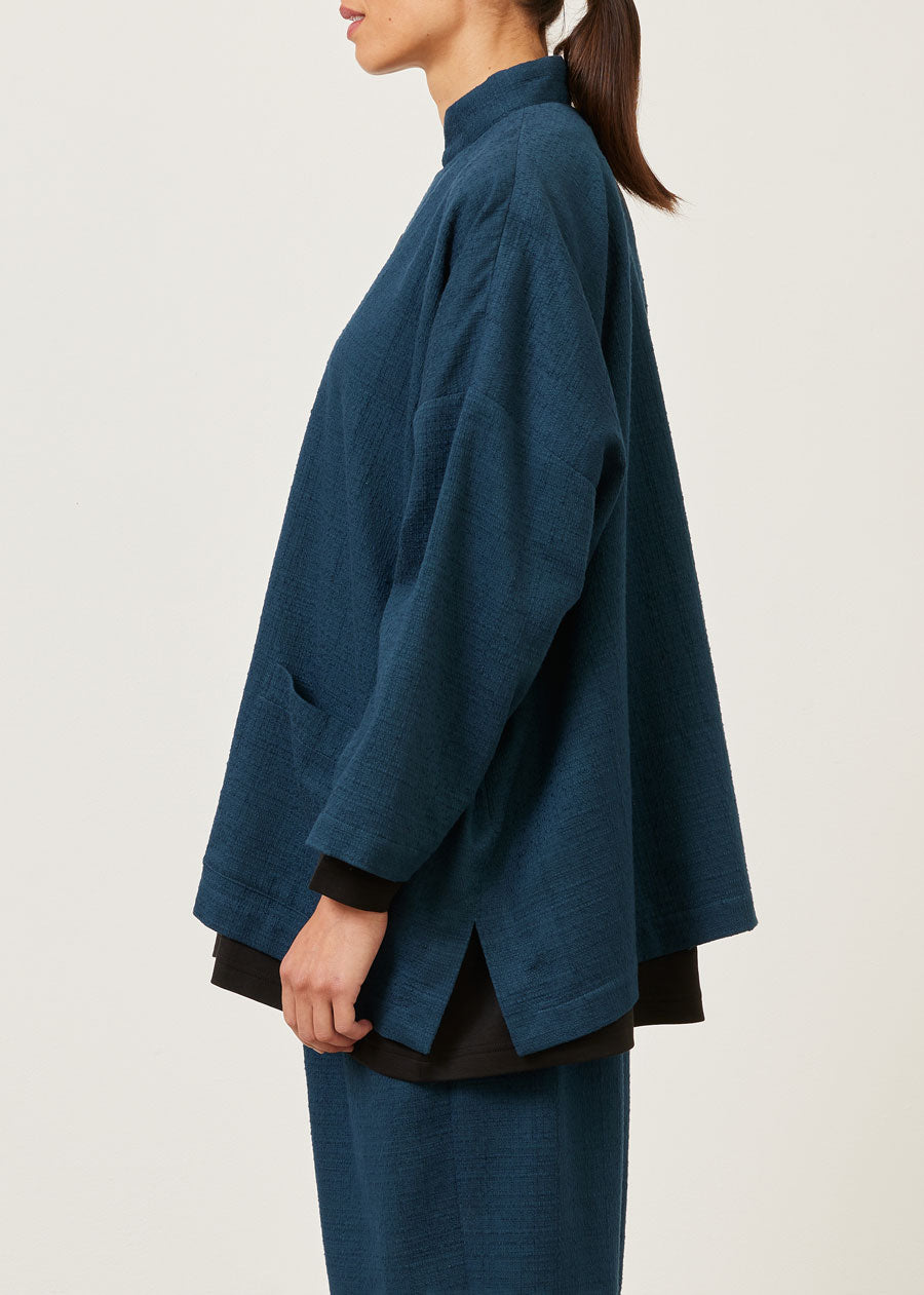 ジャケット・アウター ADRER cation melange tielocken long coat Jacquard Cotton Coat / Black & White - ChintamaniAlchemi