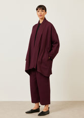 cotton wide a-line scrunch shawl collar jacket - long plus