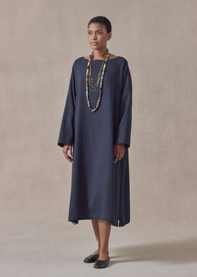 textured cotton imperial scoop neck dress (navydark)