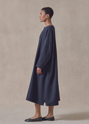 textured cotton imperial scoop neck dress (navydark)