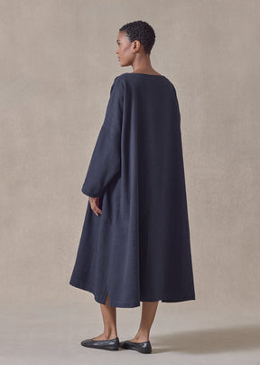 textured cotton imperial scoop neck dress (navydark)