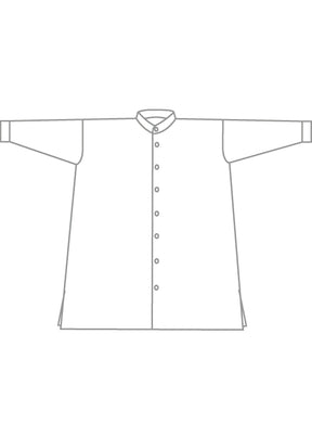 cotton wide a-line collarless shirt - very long with slits