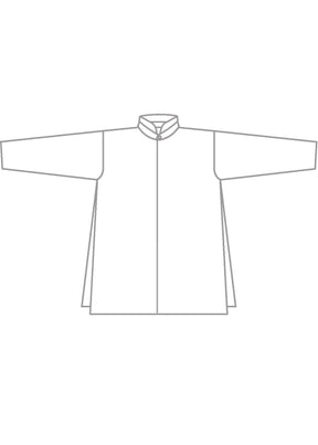 cotton slim a-line shirt with double stand collar and stepped insert - long