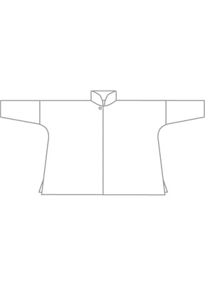 cotton denim chinese imperial shirt with chinese collar - mid plus
