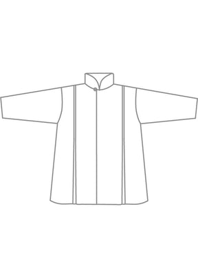 silk pleated shoulder swing shirt with chinese collar - mid plus