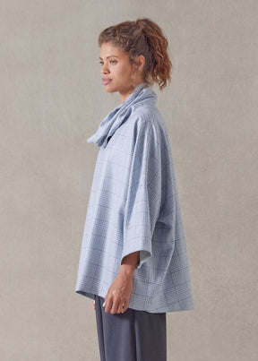 wool mix sloped shoulder monks top - long