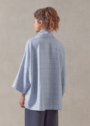 wool mix sloped shoulder monks top - long