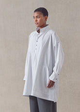 cotton wide a-line artists smock - long plus (whiteblack)