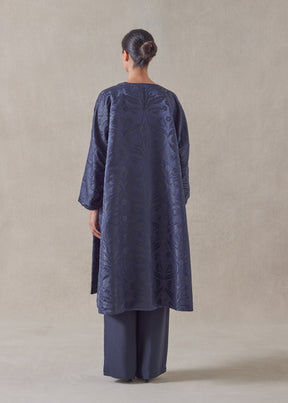 metallicised mix reversible round neck chinese jacket - 3/4 length