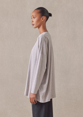 cotton jersey long sleeve round neck t-shirt - mid plus