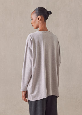 cotton jersey long sleeve round neck t-shirt - mid plus