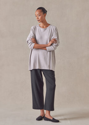 cotton jersey long sleeve round neck t-shirt - mid plus
