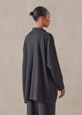 cotton jersey mandarin jacket - long