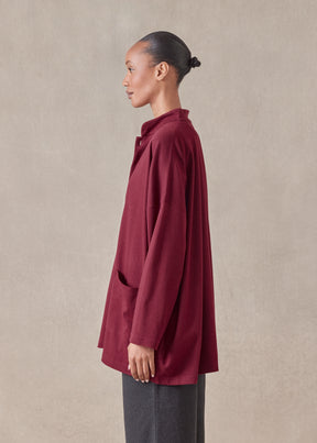 cotton jersey mandarin jacket - long
