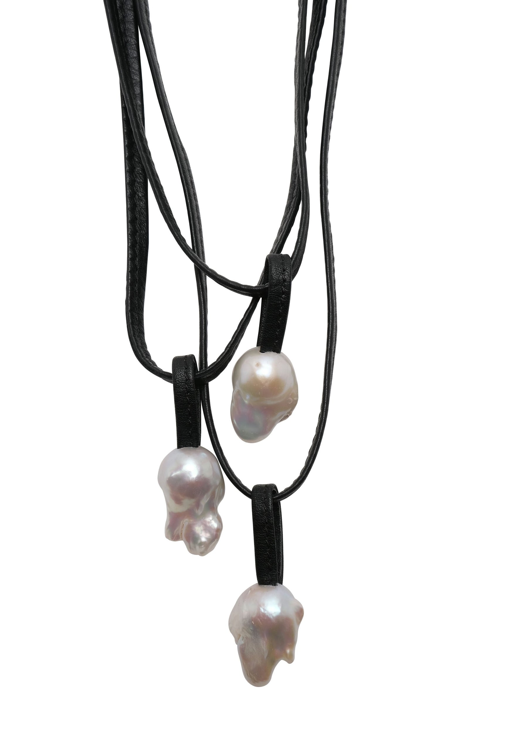 3 strand freshwater farmed baroque pearls necklace