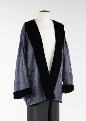 silk wide a-line jacket coat - long