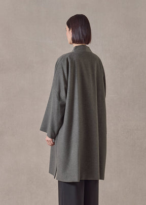 cashmere imperial open coat with fancy closure - very long (olive)