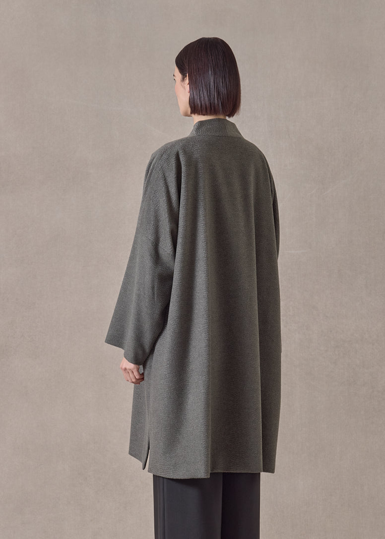 cashmere imperial open coat with fancy closure - very long (olive)