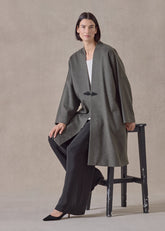 cashmere imperial open coat with fancy closure - very long (olive)