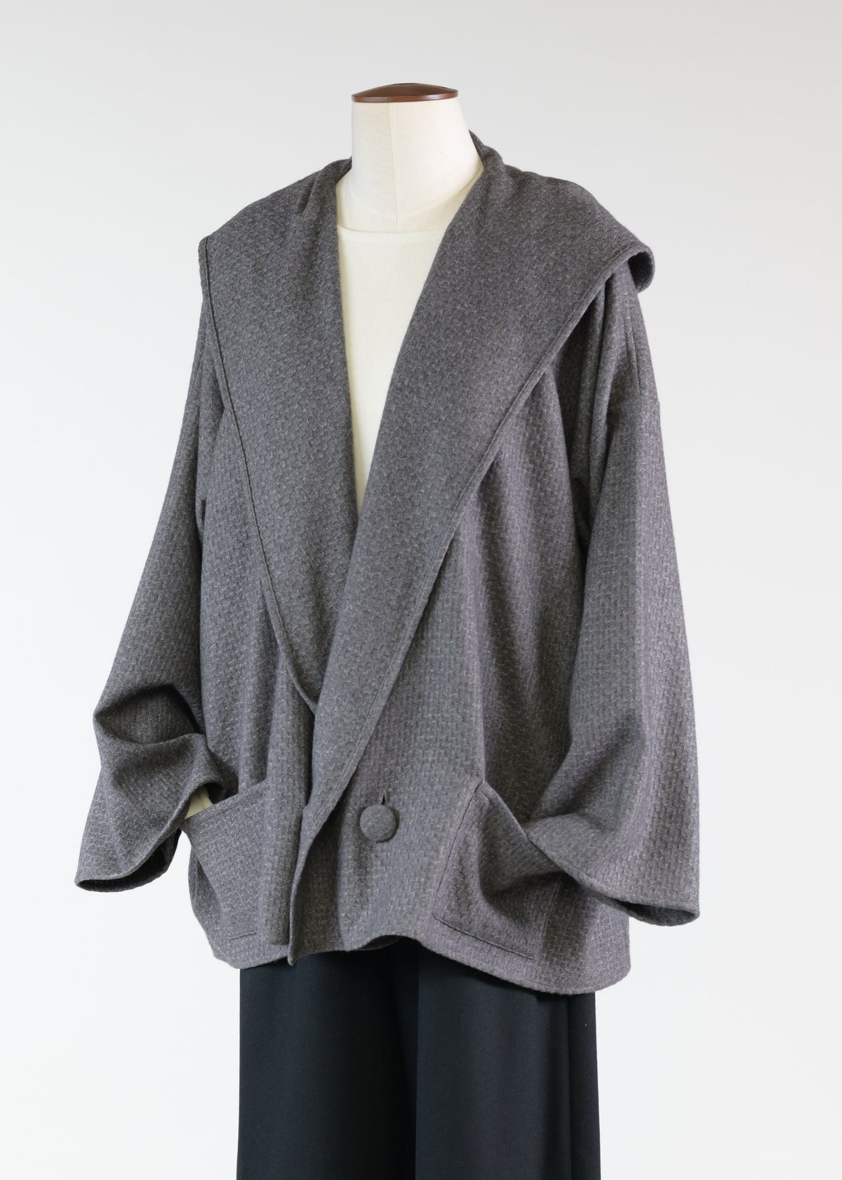cashmere wide a-line double breasted open hooded coat - mid plus