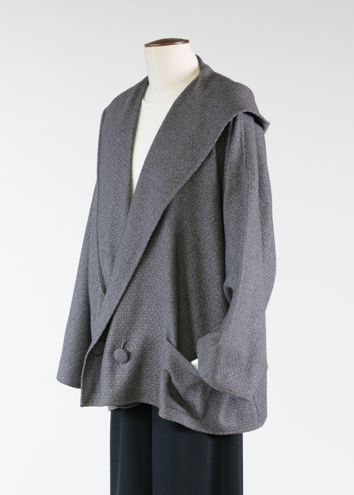 cashmere wide a-line double breasted open hooded coat - mid plus