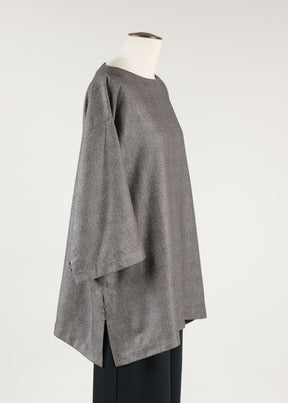 a-line scoop neck 3/4 slv tunic w/button det- long