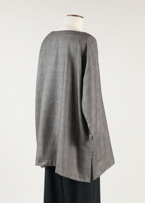 a-line scoop neck 3/4 slv tunic w/button det- long