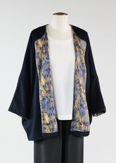 cashmere sloped shoulder round neck jacket - long (3/4 sleeve)