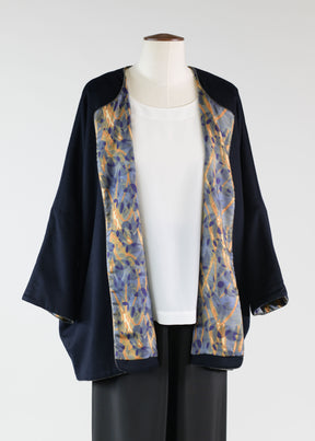 cashmere sloped shoulder round neck jacket - long (3/4 sleeve)