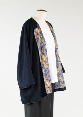 cashmere sloped shoulder round neck jacket - long (3/4 sleeve)