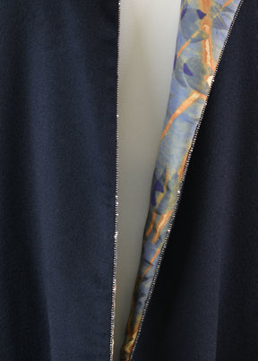 cashmere sloped shoulder round neck jacket - long (3/4 sleeve)