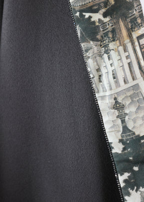 cashmere slope shoulder round neck jacket- lng(3/4 sleeve)