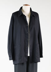 wool wide a-line shirt jacket with collar - long