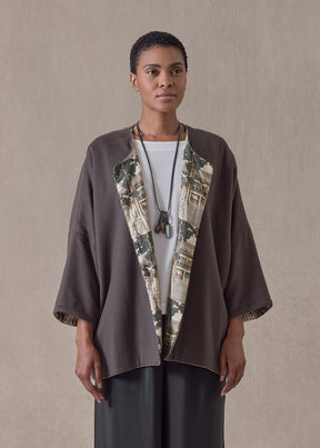 cashmere slope shoulder round neck jacket- long (scout)