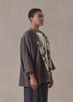 cashmere slope shoulder round neck jacket- long (scout)