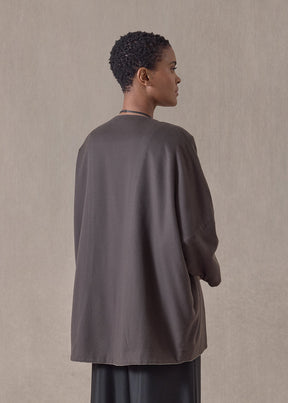 cashmere slope shoulder round neck jacket- long (scout)
