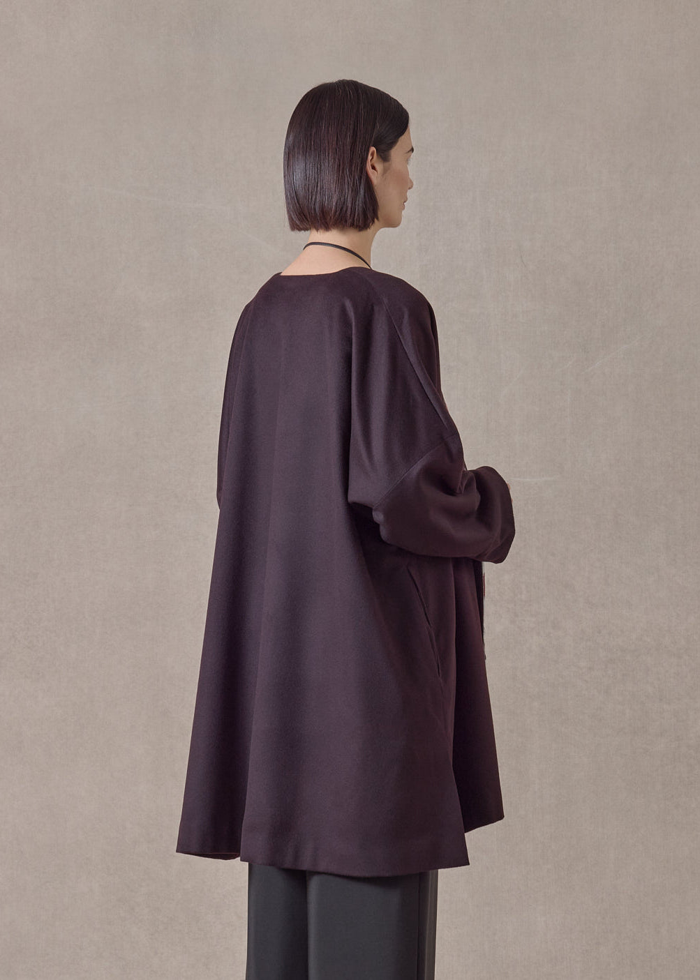 cashmere imperial round neck coat - very long (port)