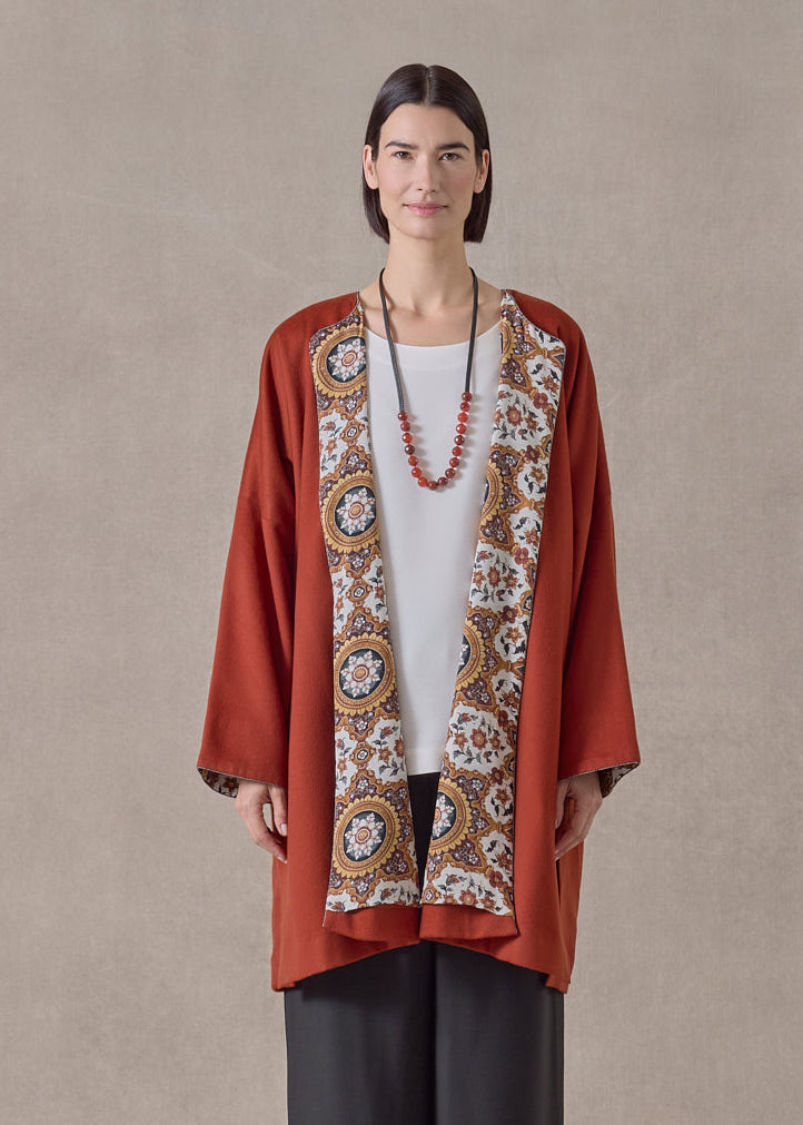 cashmere imperial round neck coat - very long (rustdark)