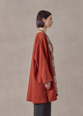 cashmere imperial round neck coat - very long (rustdark)