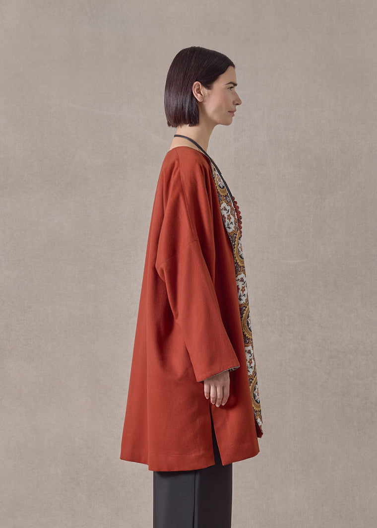 cashmere imperial round neck coat - very long (rustdark)