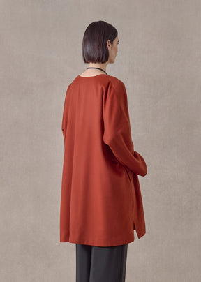 cashmere imperial round neck coat - very long (rustdark)