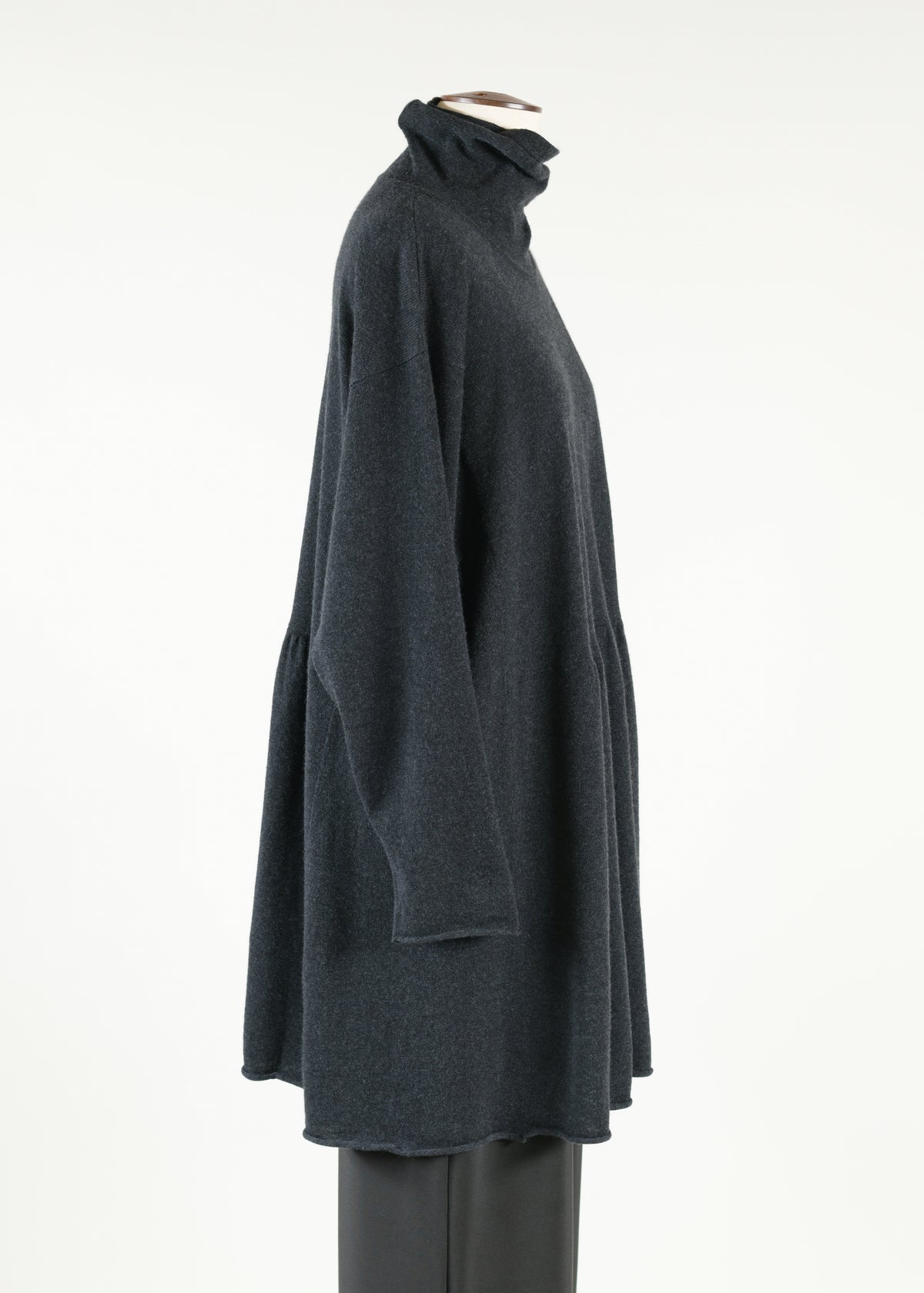 a-line scrunch neck tunic w/pleat panels - l plus