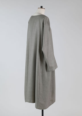 cashmere side pleated round neck dress - 3/4 length