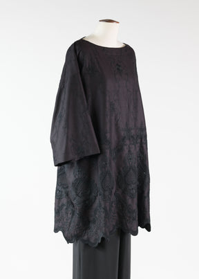 wool a-line scoop neck 3/4 sleeve tunic - very long
