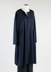 round neck coat jkt w/'pleated panels'-3/4 length