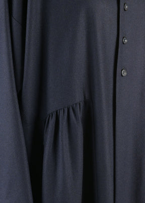 round neck coat jkt w/'pleated panels'-3/4 length