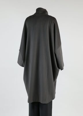 sloped shoulder chinese collar coat - very long