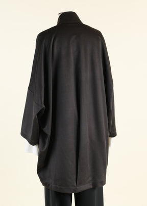 3/4 sleeve sloped shoulder chinese collar jacket with back pleat detail - long plus