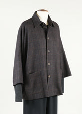 sloped shldr jckt w/collar - long 3/4 slvs lined
