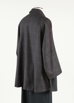 sloped shldr jckt w/collar - long 3/4 slvs lined